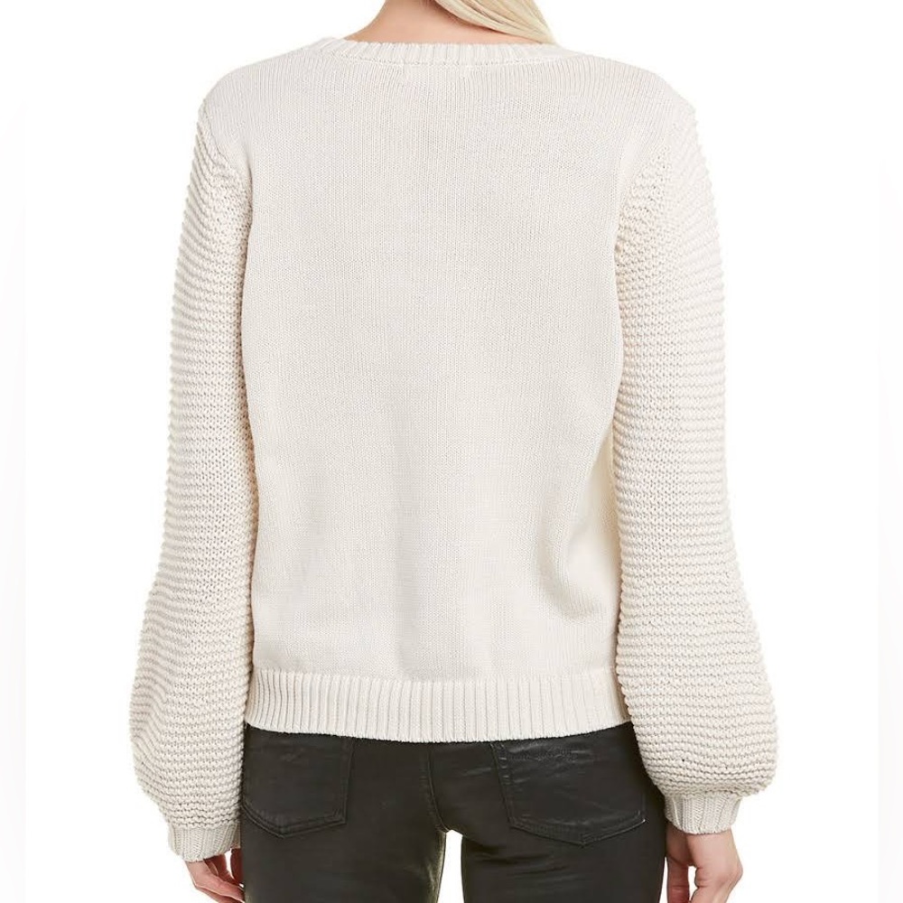BB Dakota Sz L Crew Neck Puff Sleeve Sweater - Picture 2 of 3